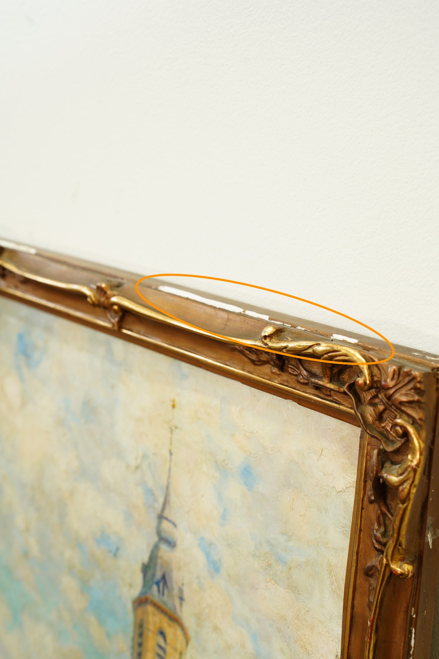 Antique Belgian Church Oil Painting, Signed A. Barth