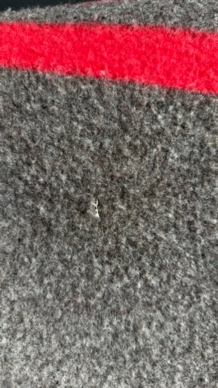 Mid-Century Wool Camp Blanket by Baron Woolen Mills in Grey with Red Stripes