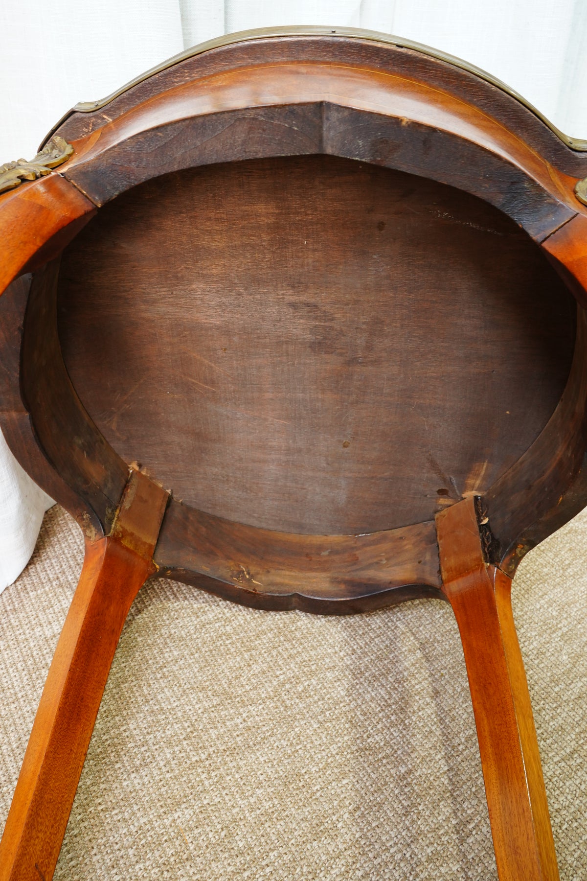 Antique French Louis XVI-Style Guéridon Table with Marble Top and Brass Gallery