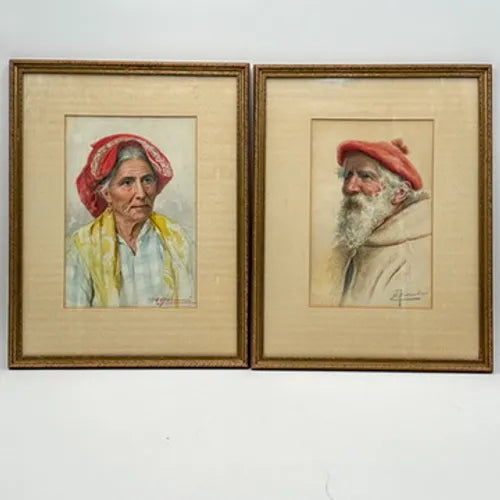 Watercolor Painting "Portrait of an Italian Woman" by Augusto Moriani