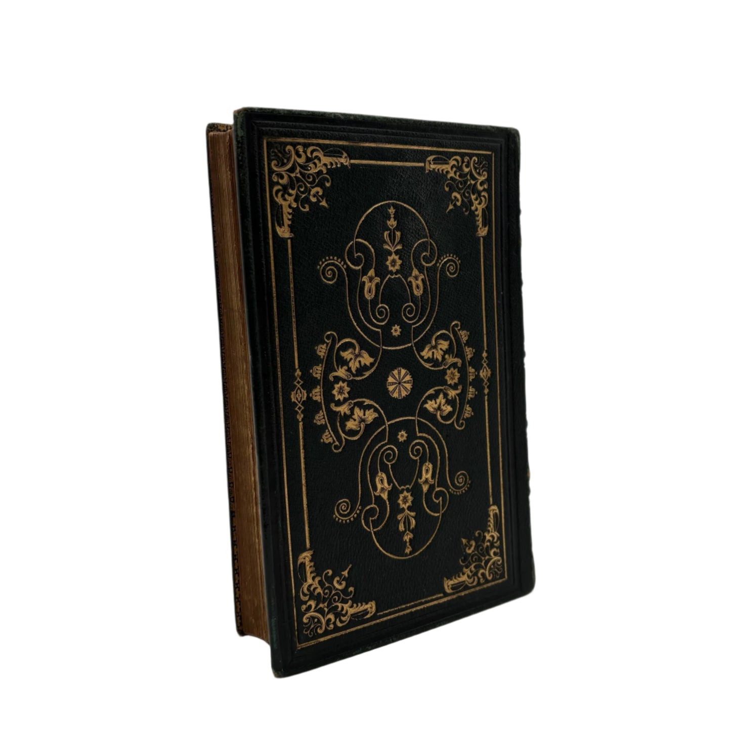 1855 Poetry "Poetical Works of Kirke White and Campbell" Full Dark Green Leather Book