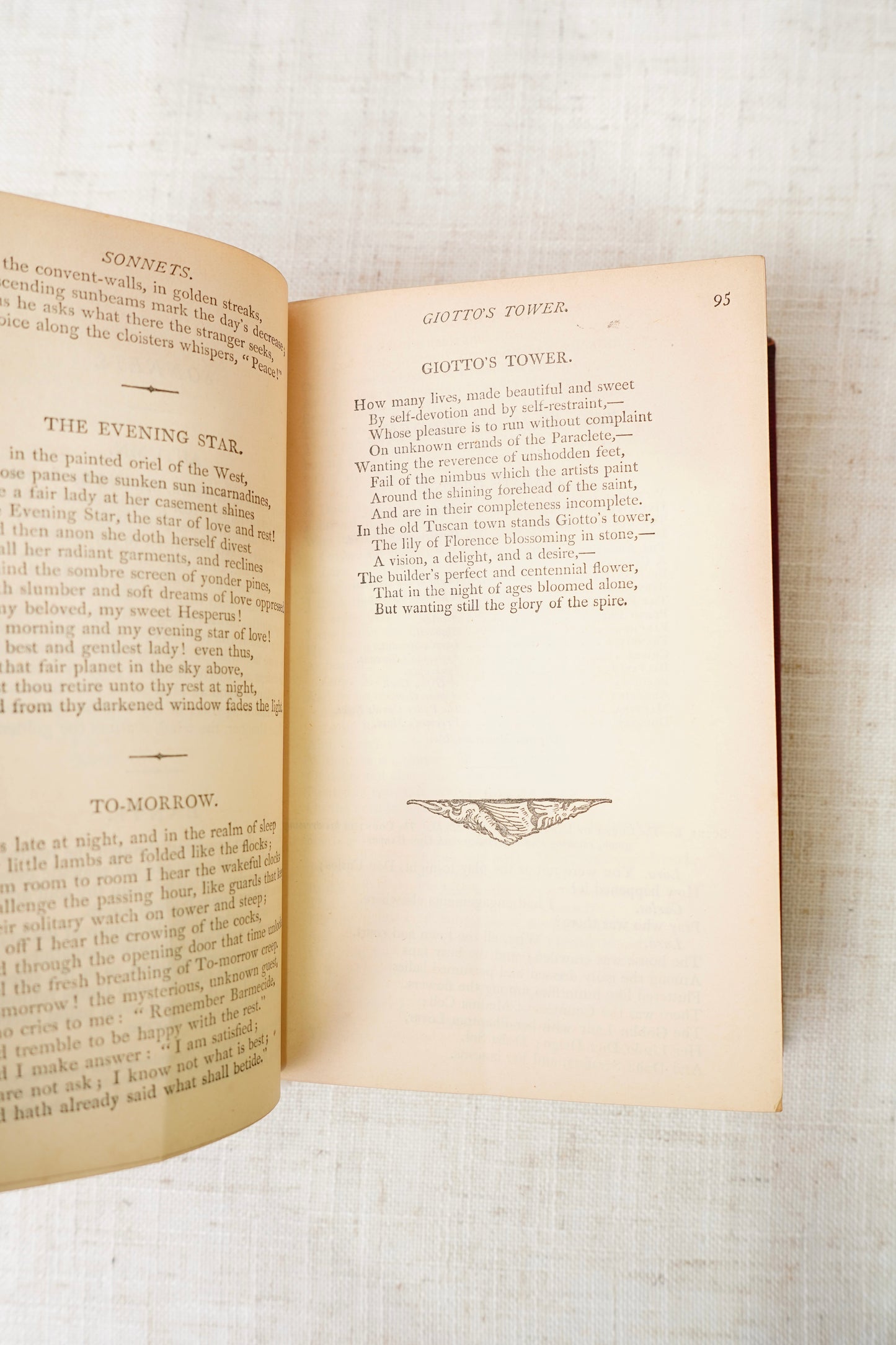 Antique Longfellow Poetry Book Red Leather 1869