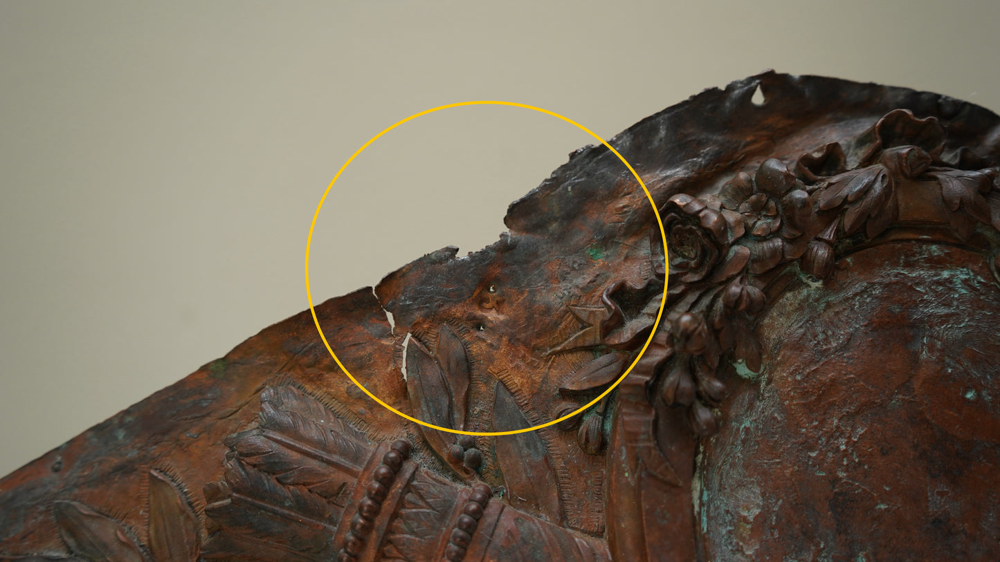 Antique French Bronze Overdoor Pediment with Louis XVI Cartouche | French Bronze Architectural Salvage