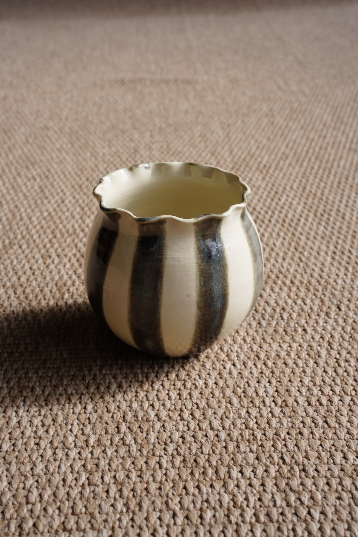 Contemporary Handmade Ceramic Vase, Striped Glaze