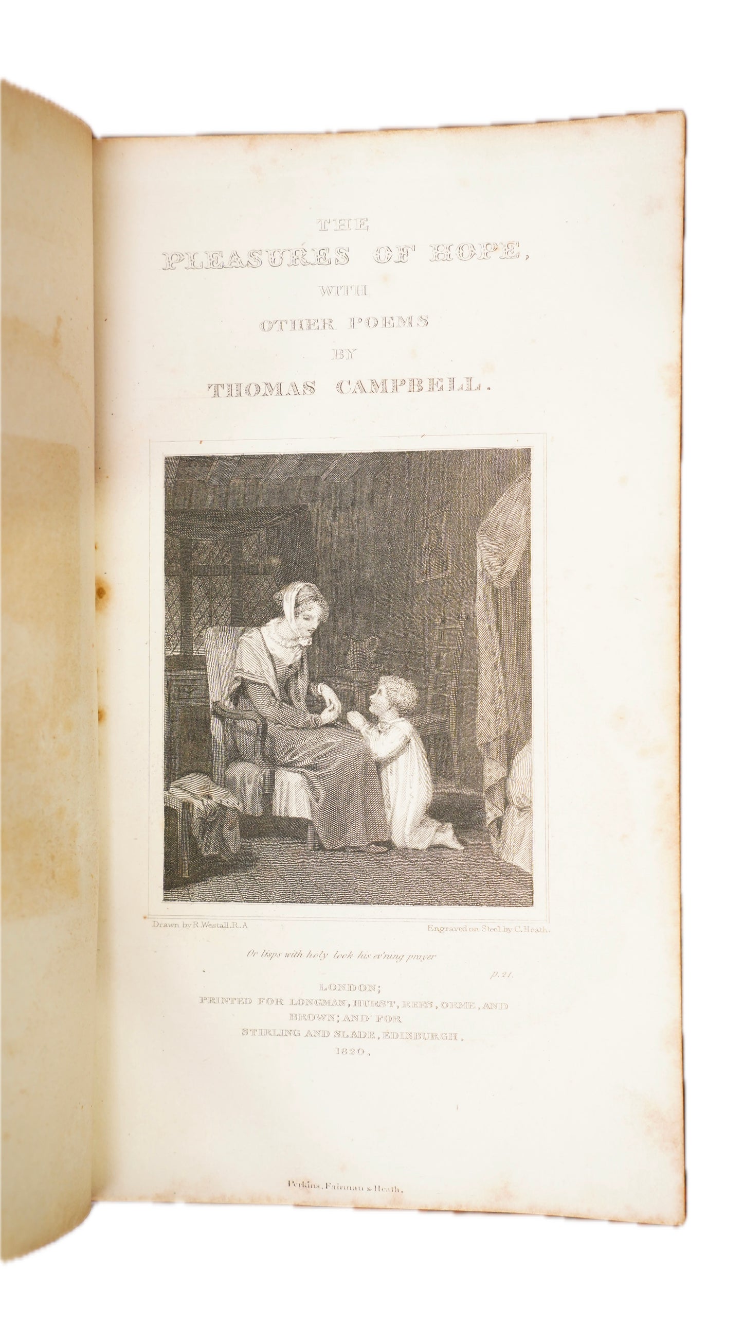 Antique 1822 Thomas Campbell Pleasures of Hope Full Calf Gilt Poetry