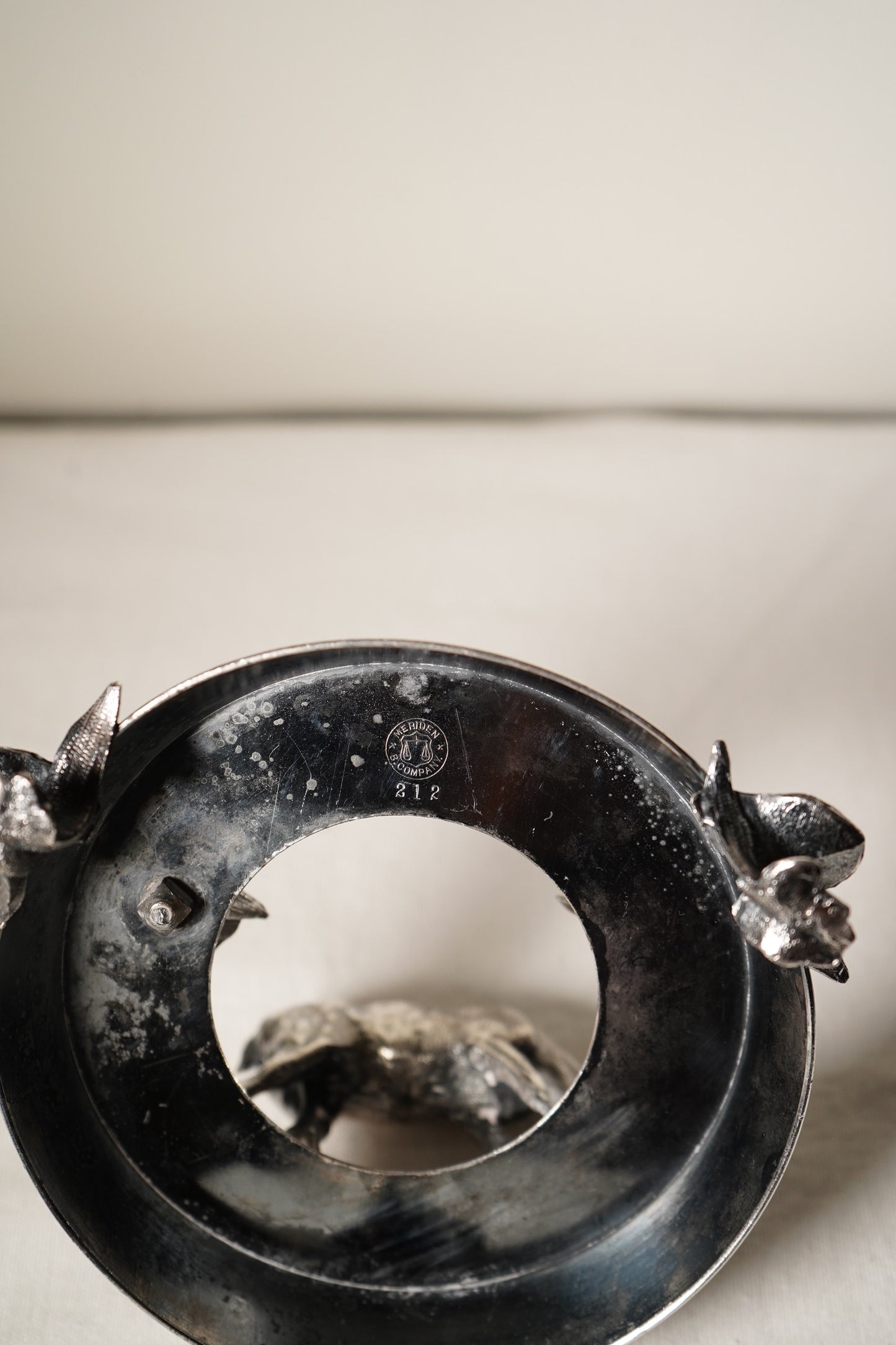 Antique Meriden B Company Silver Plated Figural Goat Crystal Jar or Inkwell Stand