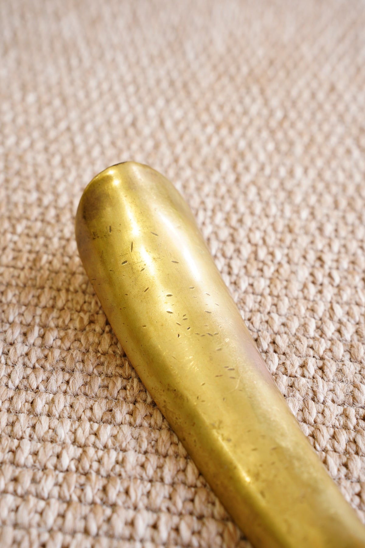 Vintage Hand Raised Brass Shoe Horn with Hanging Hook