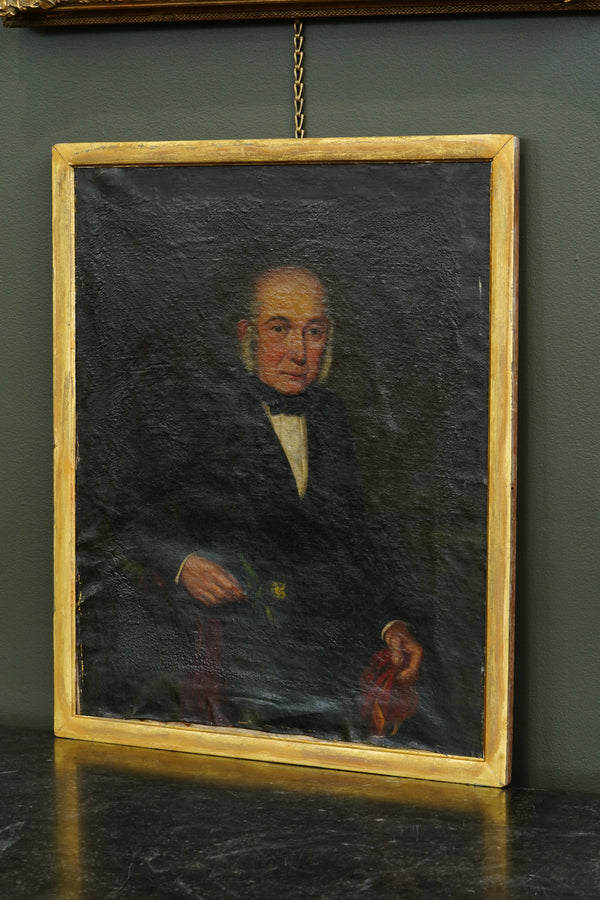 Antique English Portrait Oil Painting of Samuel Bradbury of Market Drayton