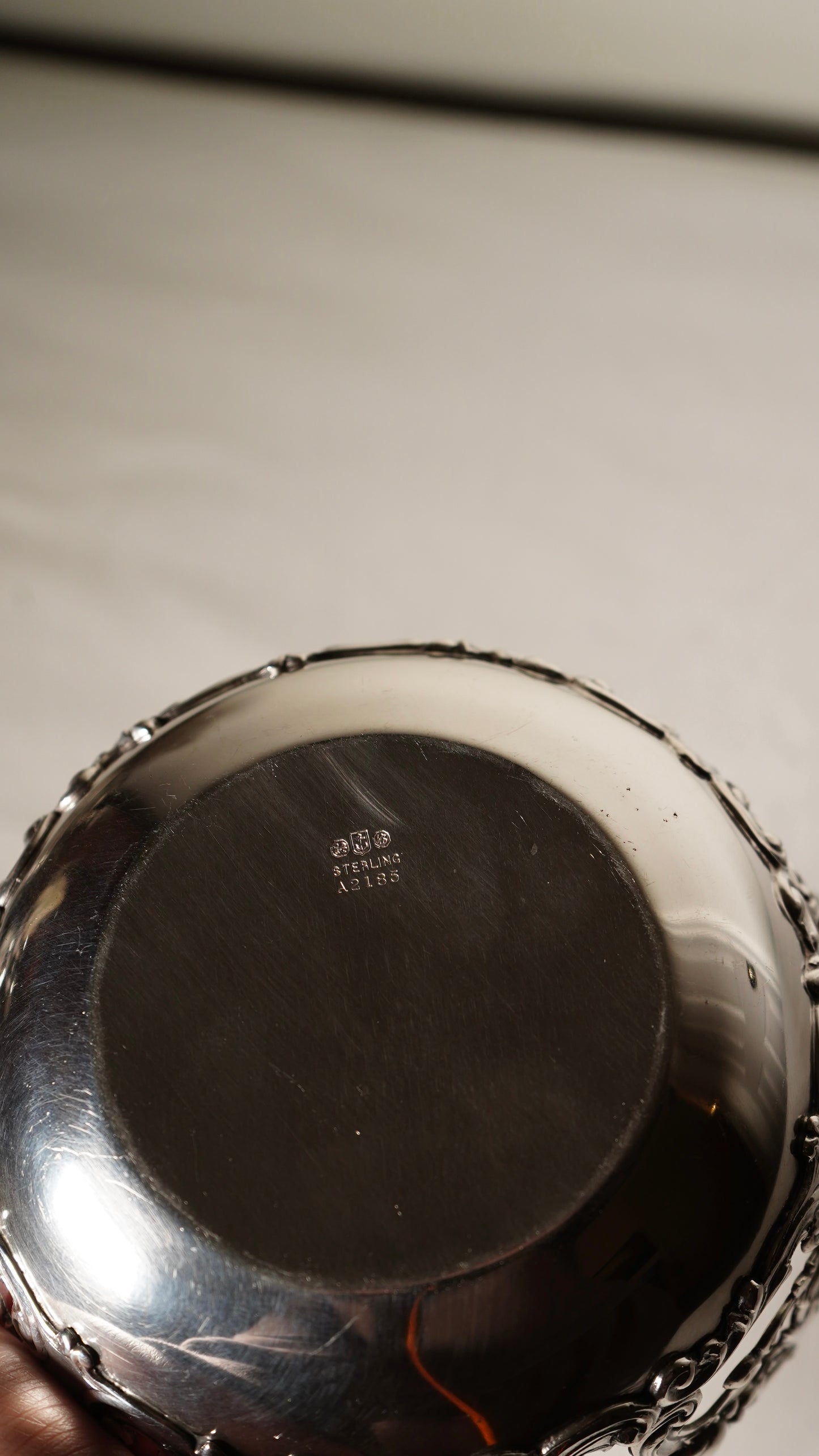 Antique Sterling Silver Rococo Revival Reticulated Bowl with Monogram, American Gilded Age Circa 1890