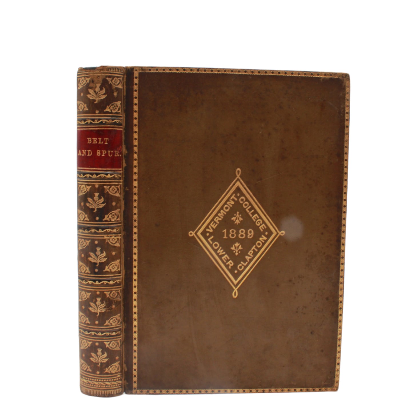 1884 Belt and Spur Historical Chivalry Book in Full Leather Prize Binding