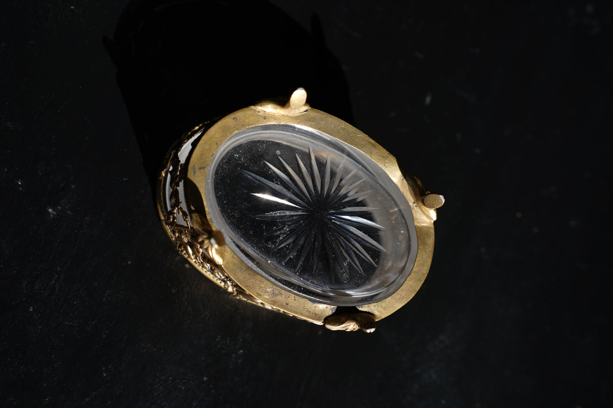 Antique Louis XVI Style Gilt Salt Cellar, Frosted Glass