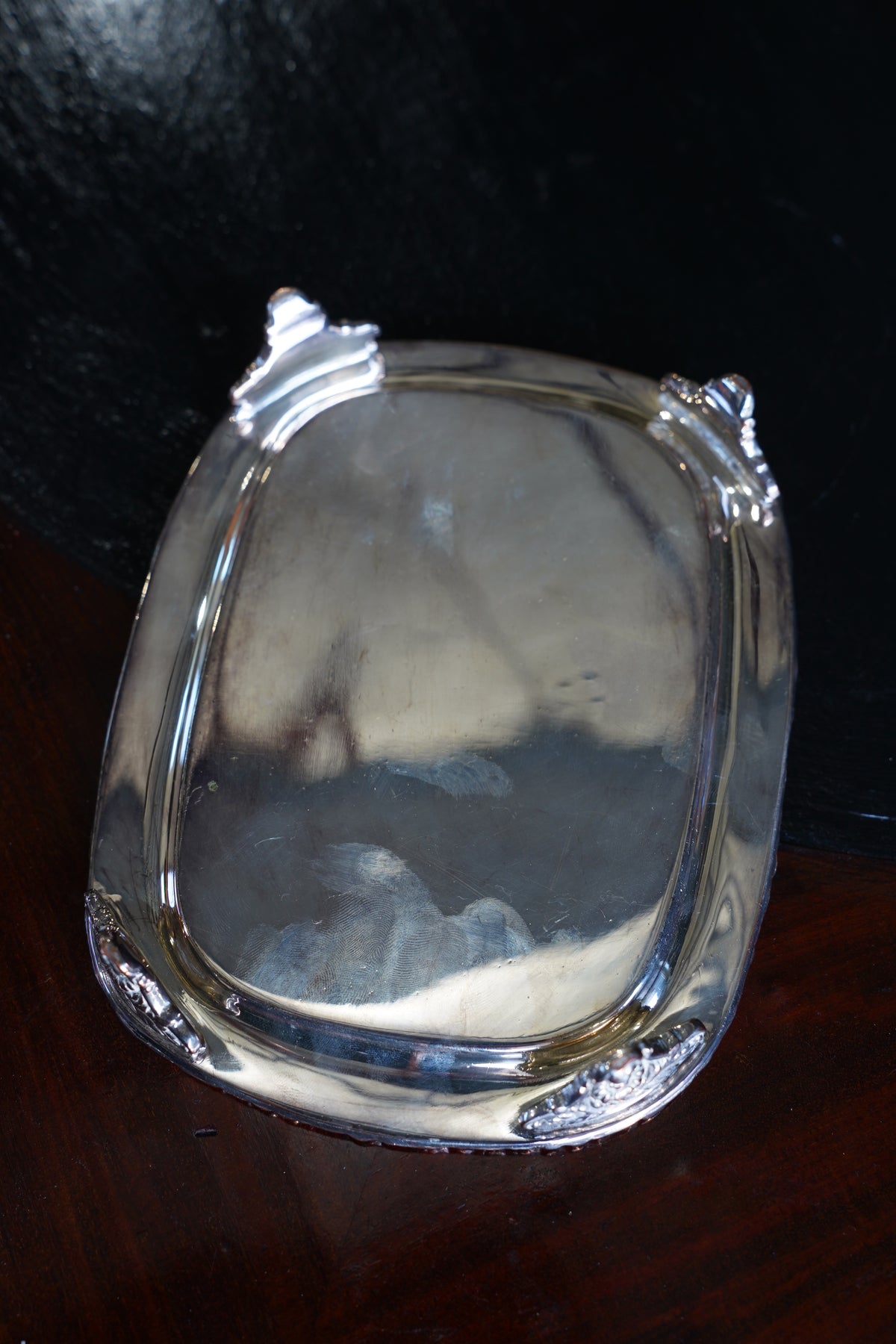 Vintage Rococo Style Silverplate Footed Tray, Miniature