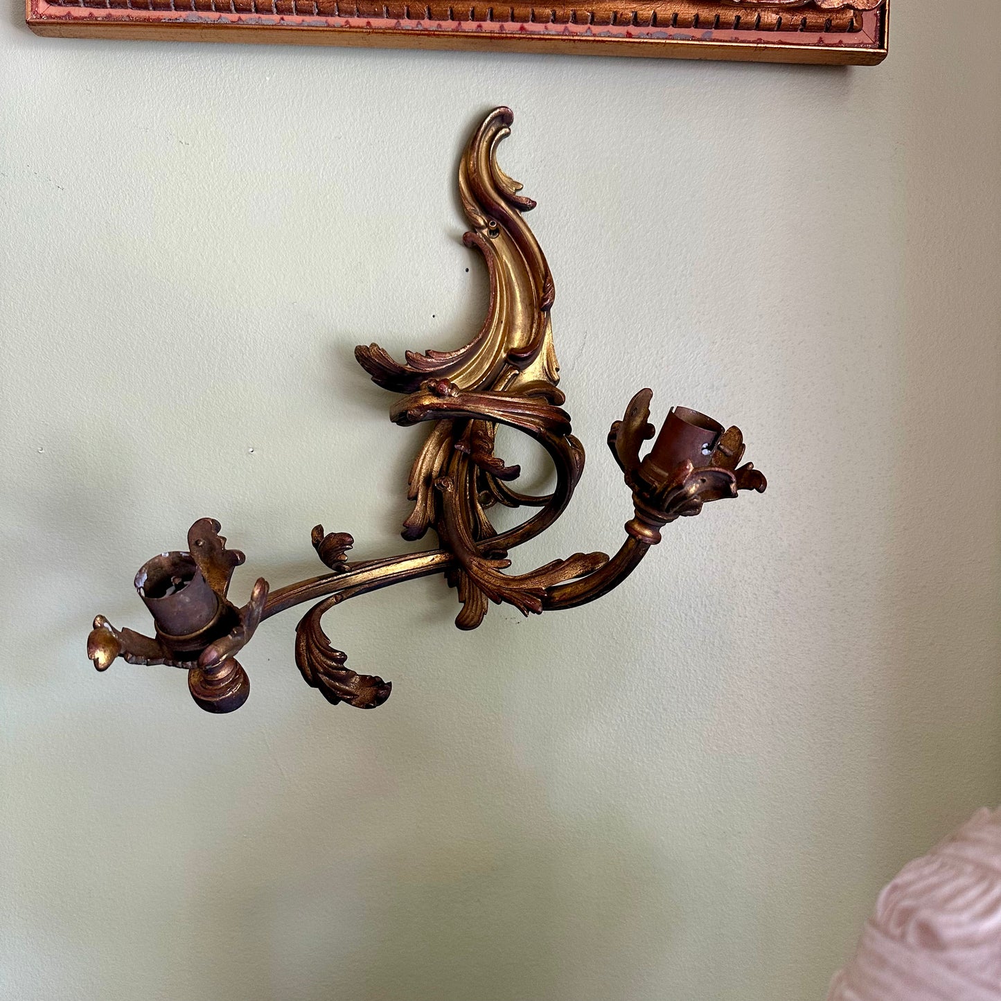 Antique French Rococo Gilt Bronze Wall Sconces (Pair) | Antique French Bronze Wall Lighting