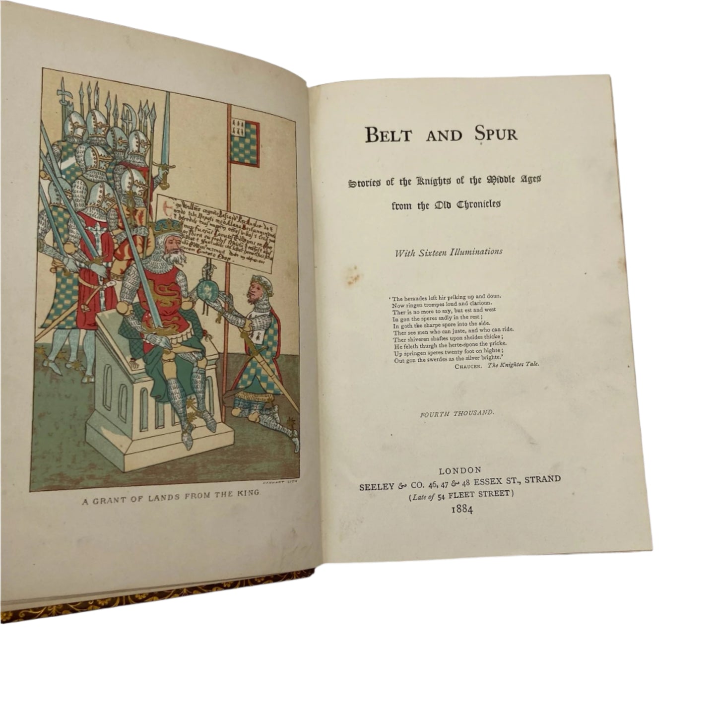1884 Belt and Spur Historical Chivalry Book in Full Leather Prize Binding