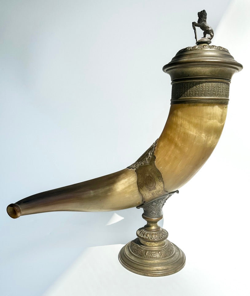 Antique Ceremonial Drinking Horn – A Timeless Trophy from 1895