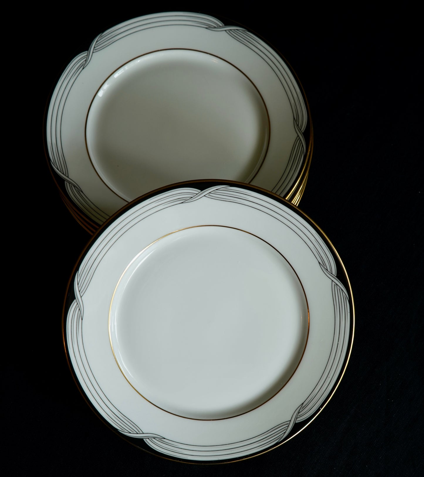 Lenox Black Tie Bread & Butter Plates – Set of 6, 6.5" Ivory China with 24k Gold Trim (Discontinued)