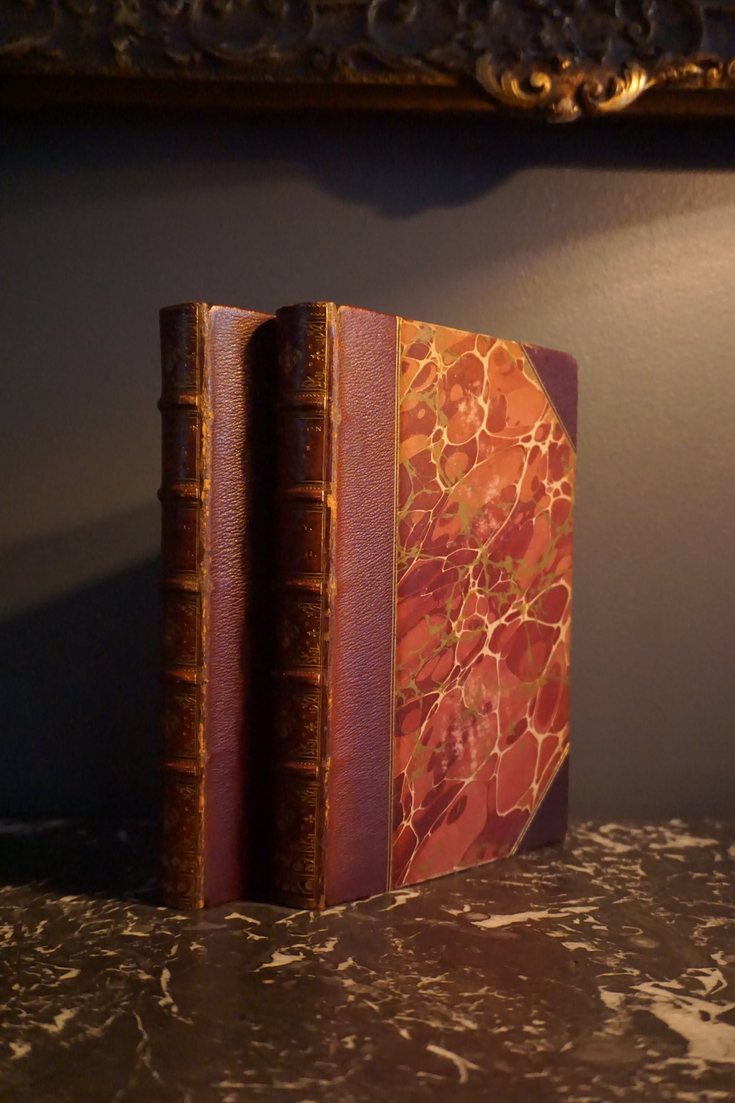 2 Volumes 1871 "A Collection of Choice Songs Scots & English" Purple Half Leather Book