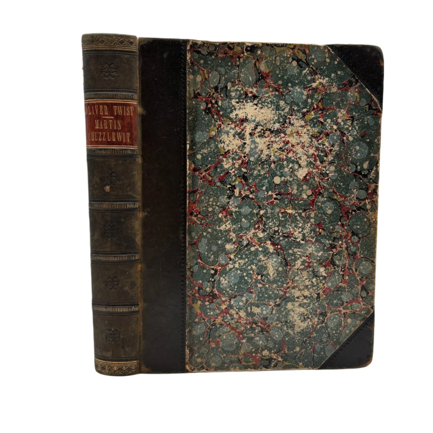 Antique Dickens Literature Book Oliver Twist and Martin Chuzzlewit Victorian Illustrated Edition