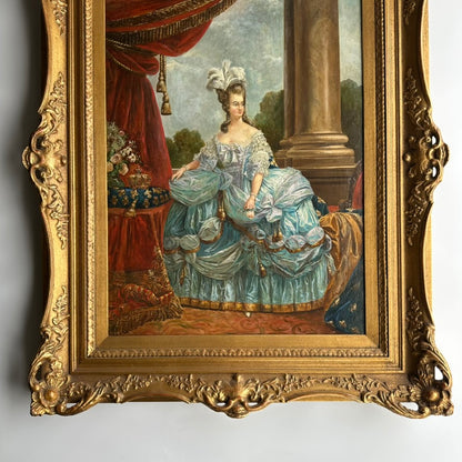 19th Century Portrait of Marie Antoinette, Oil on Board Painting