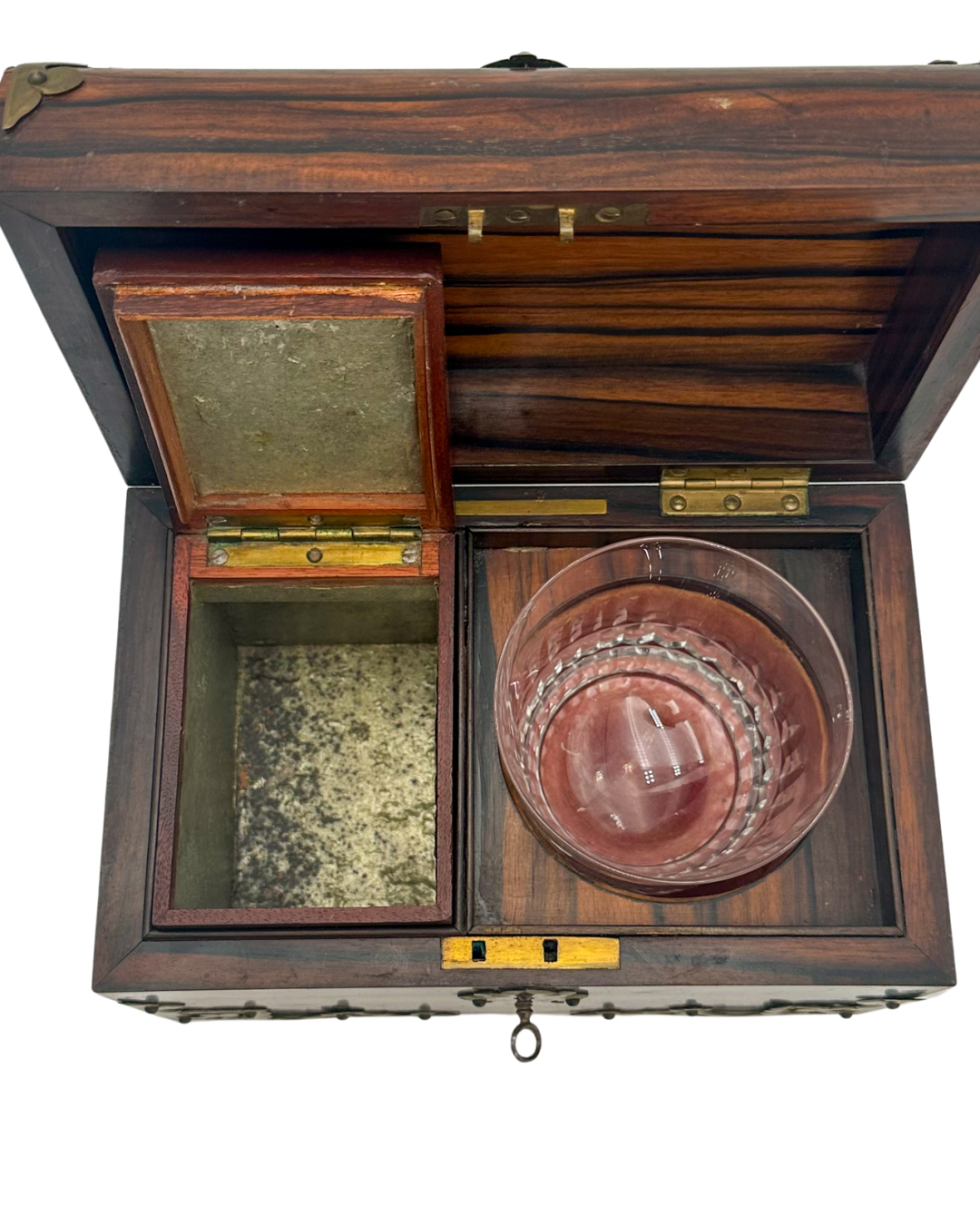 Antique Georgian Rosewood Domed Tea Caddy with Brass Mounts, Circa 1820-1830