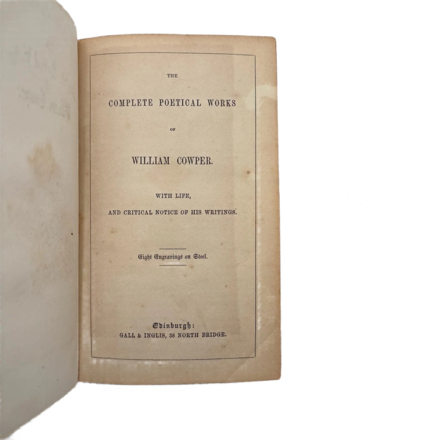 Antique Poetry Book The Complete Poetical Works of William Cowper Victorian Green Morocco Leather Binding c1853