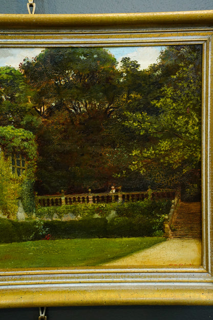 *RESERVED* Antique English Oil Painting of Haddon Hall, Derbyshire, Signed