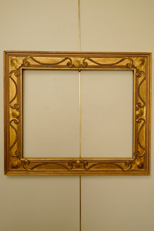 Antique Neoclassical Giltwood Frame with Rope & Cartouche Motifs, Late 19th Century