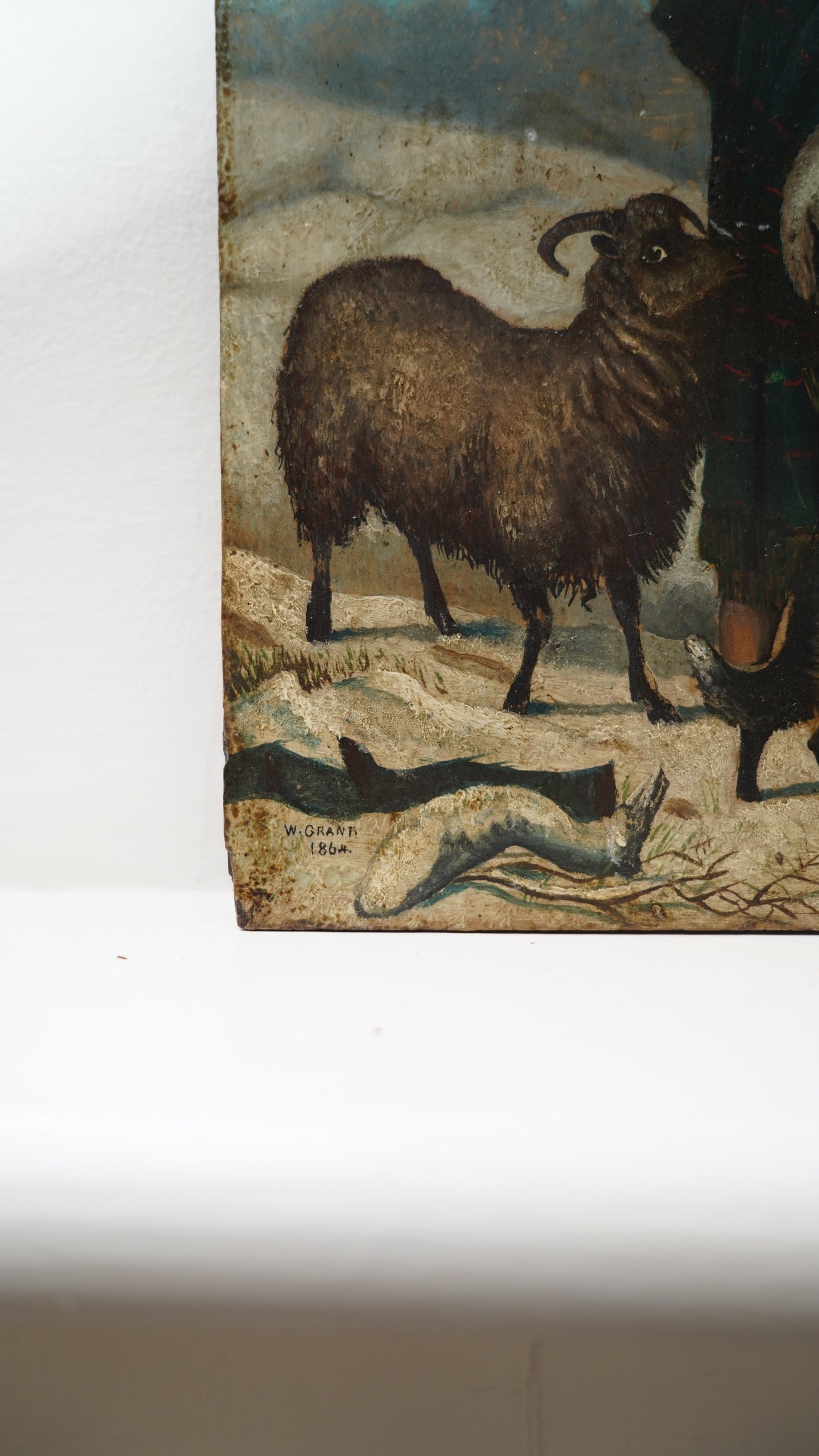 Pair of Scottish Highland Shepherd Oil Paintings on Panel, Signed W. Grant, 1864