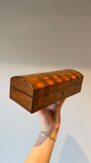 Antique English Banded Rosewood and Satinwood Box