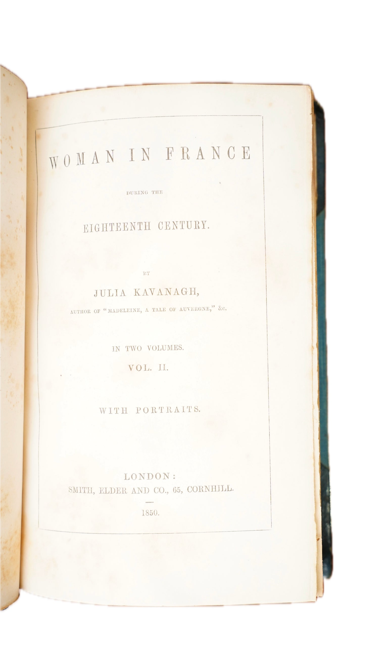 Julia Kavanagh Woman in France 1850 Antique Half-Leather Books Two Volumes