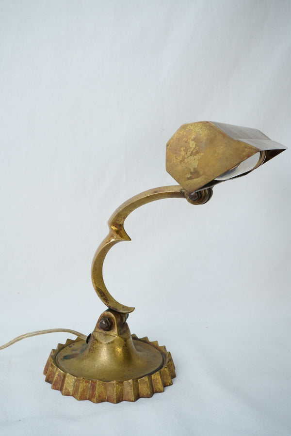 Vintage Brass Adjustable Desk Lamp with Art Deco Profile secondary view