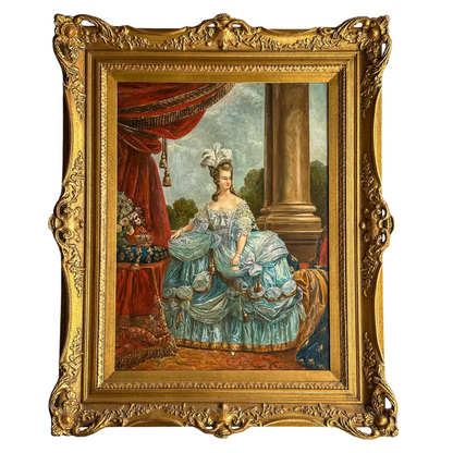 19th Century Portrait of Marie Antoinette, Oil on Board Painting