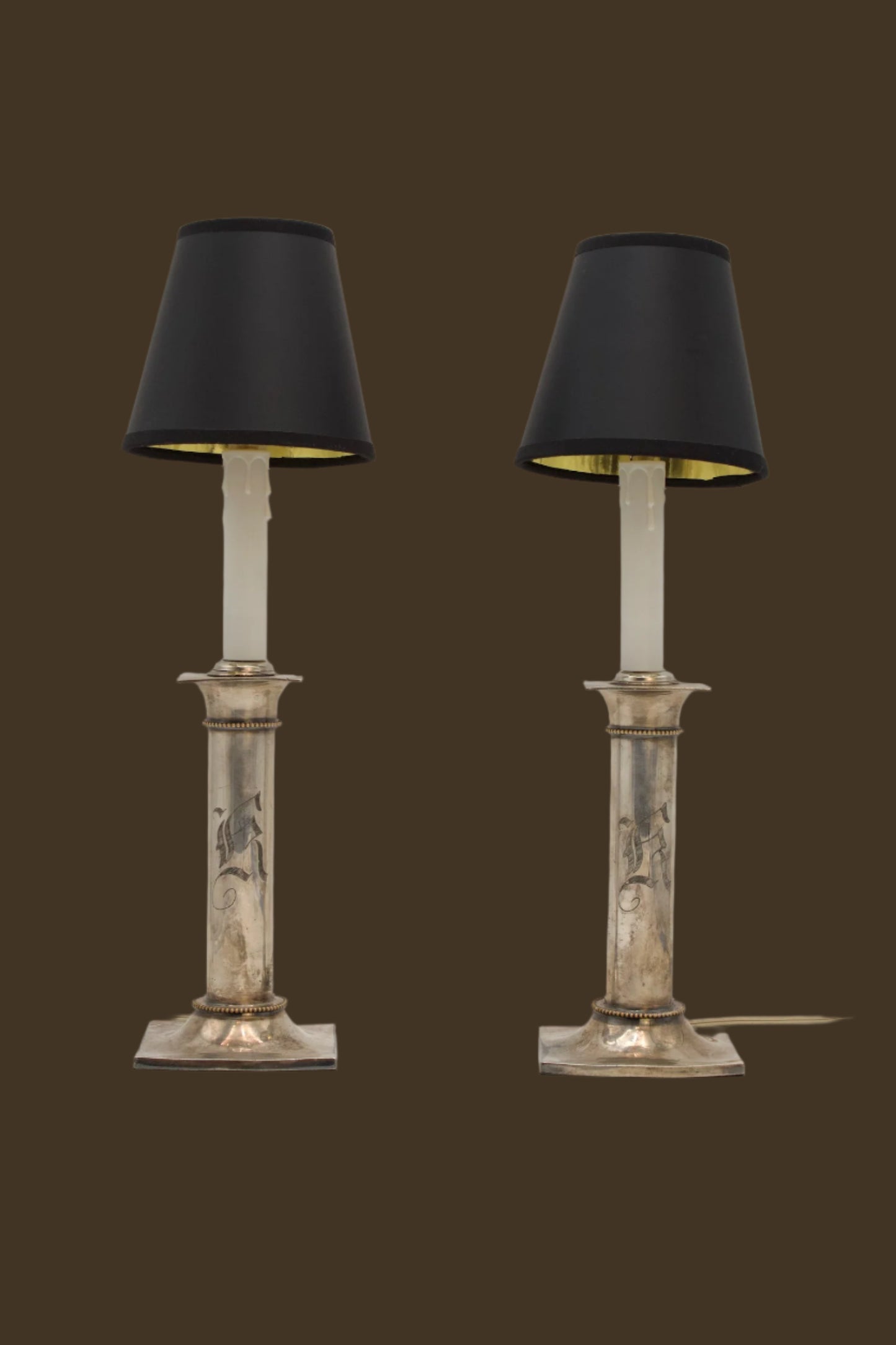 Pair of 20th Century Pairpoint Silver Plated Lamps