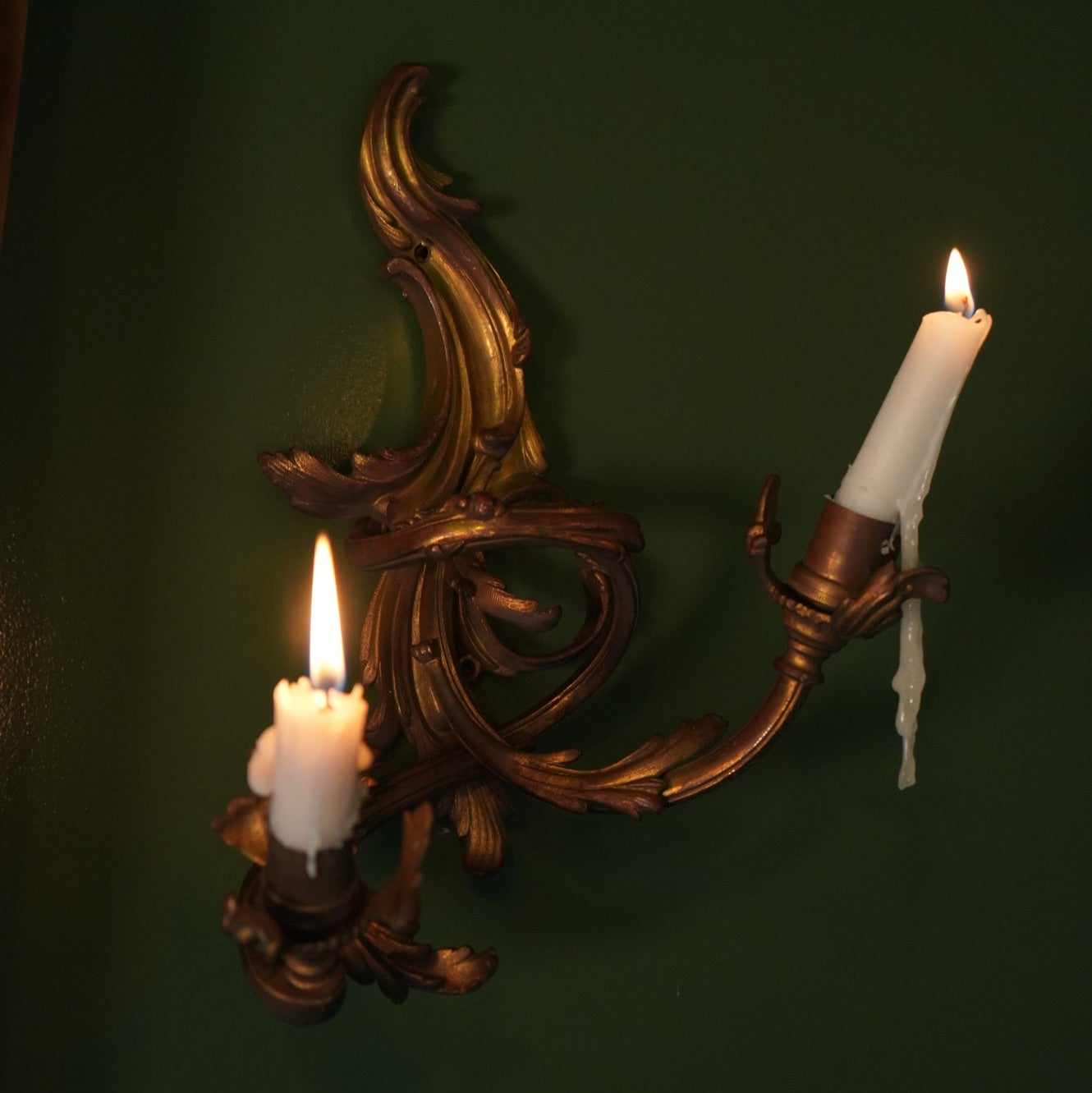 Antique French Rococo Gilt Bronze Wall Sconces (Pair) | Antique French Bronze Wall Lighting