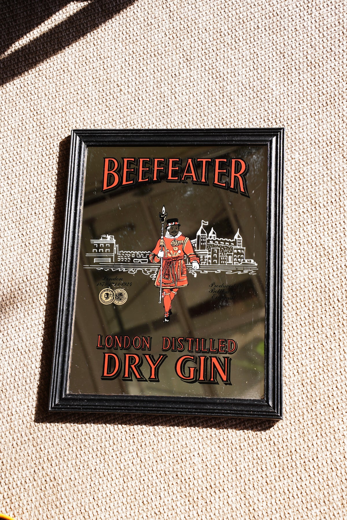 Vintage Beefeater Dry Gin Advertising Bar Mirror