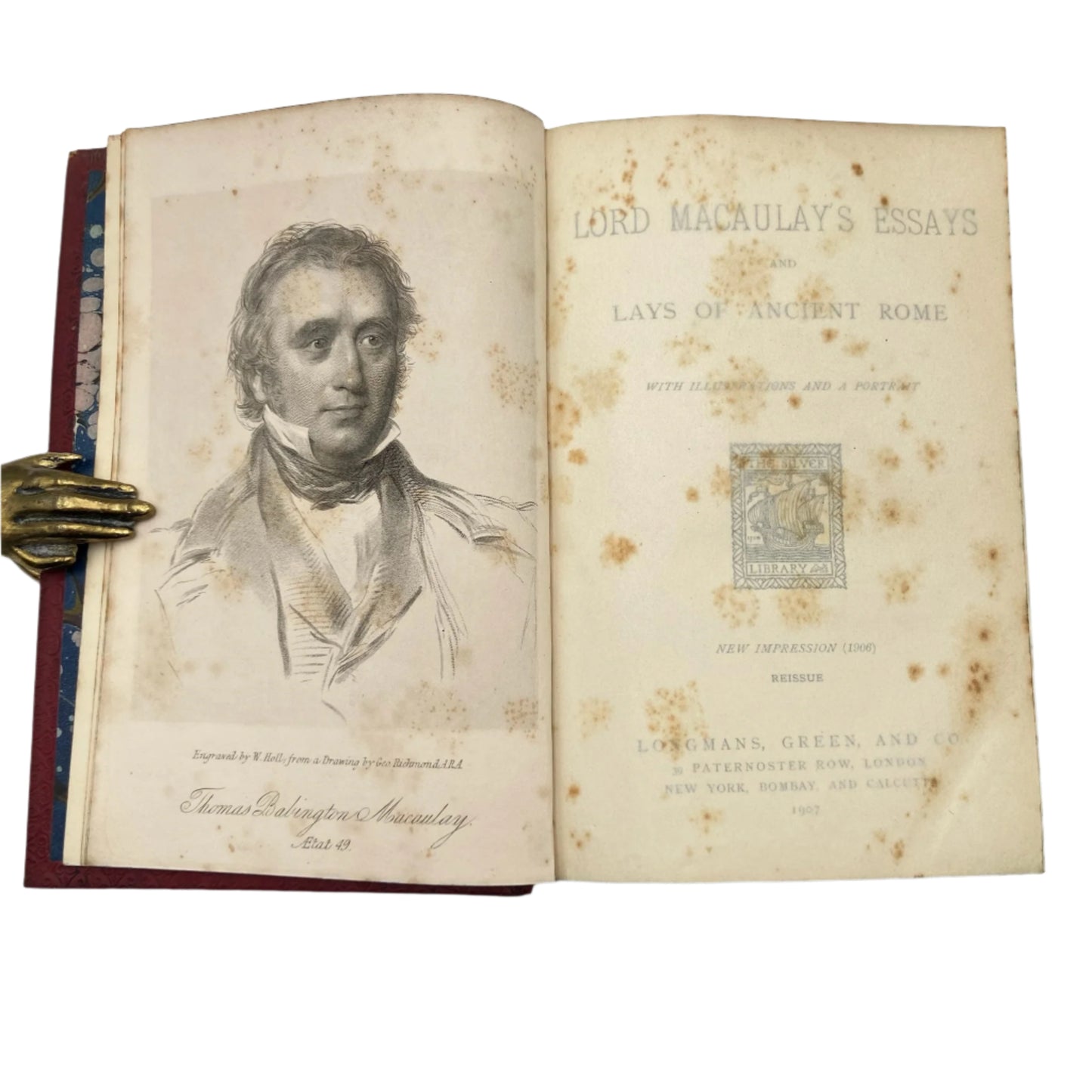 1907 "Lord Macaulay’s Essays and Lays of Ancient Rome" Red Full Leather Book