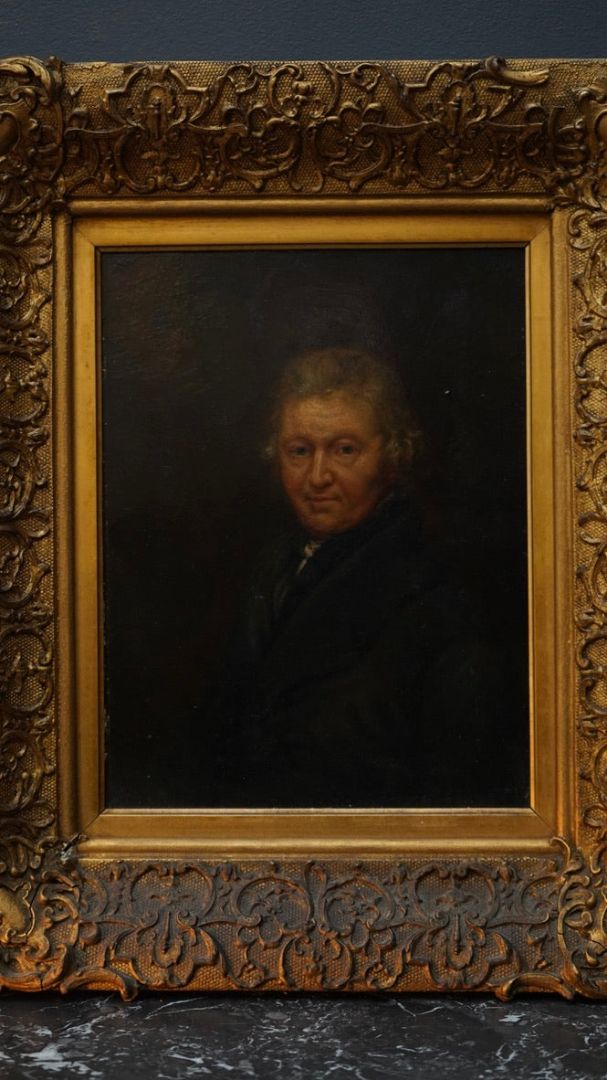Antique English Portrait of Rev. Robert Clarke Caswall, after John Linnell, Oil on Board Painting
