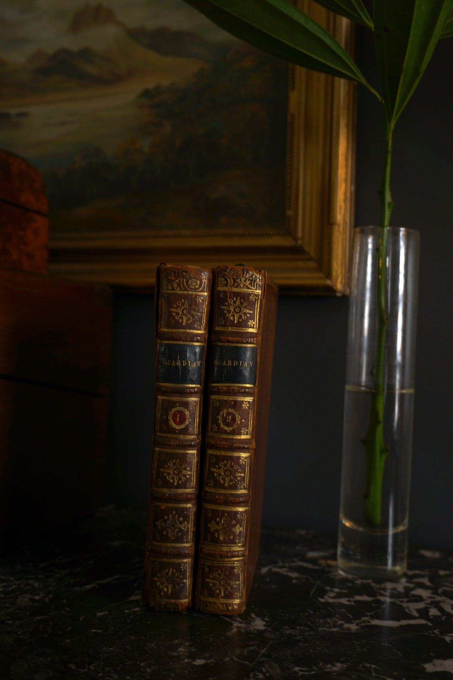 2 Volumes 1726 "The Guardian" Brown Full Leather Books