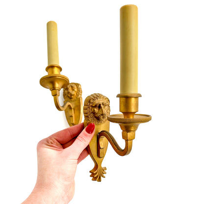 Pair of Empire Style Gilt Bronze Sconces