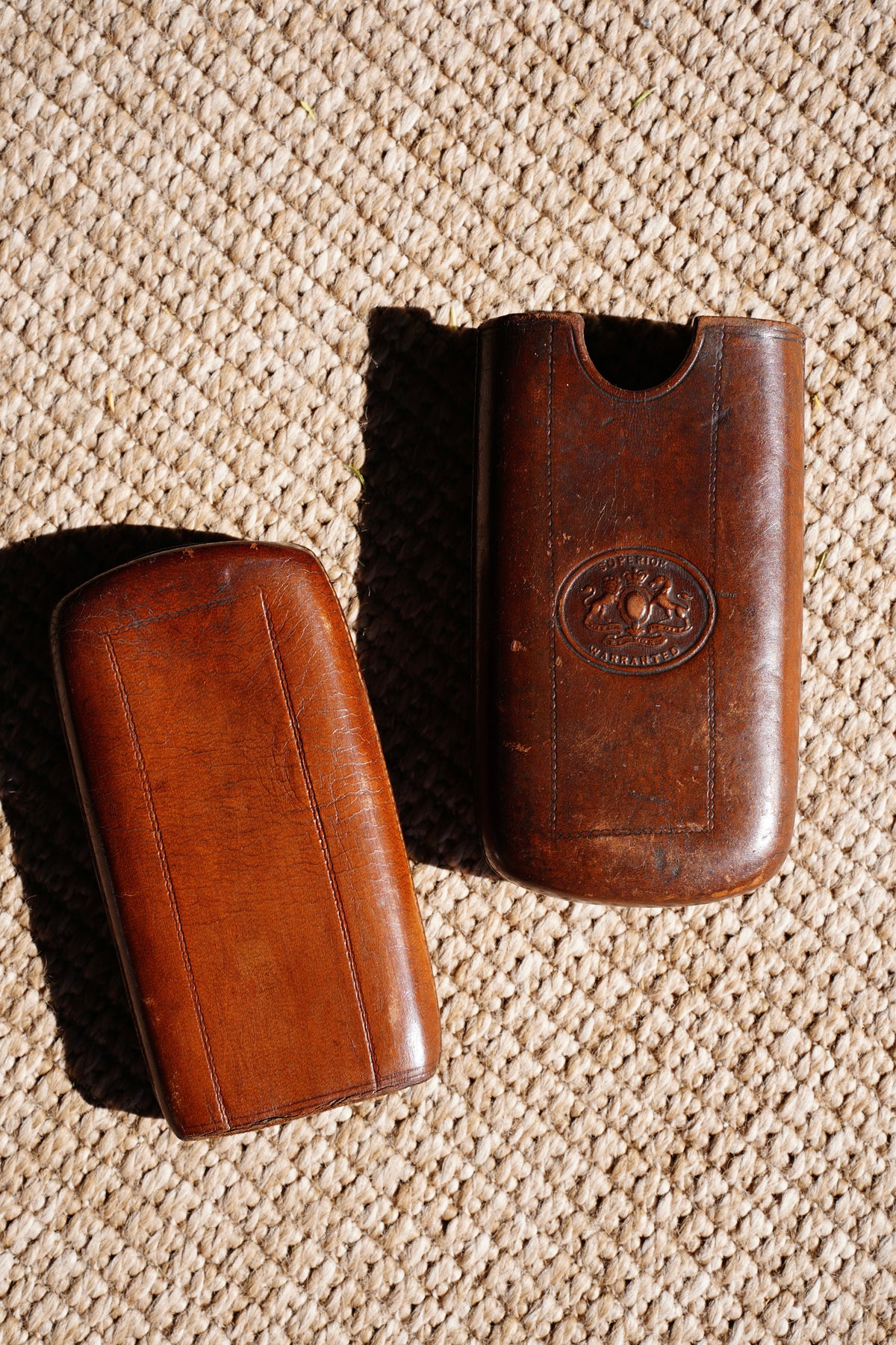 Antique Victorian Leather Cigar Case with Match Striker