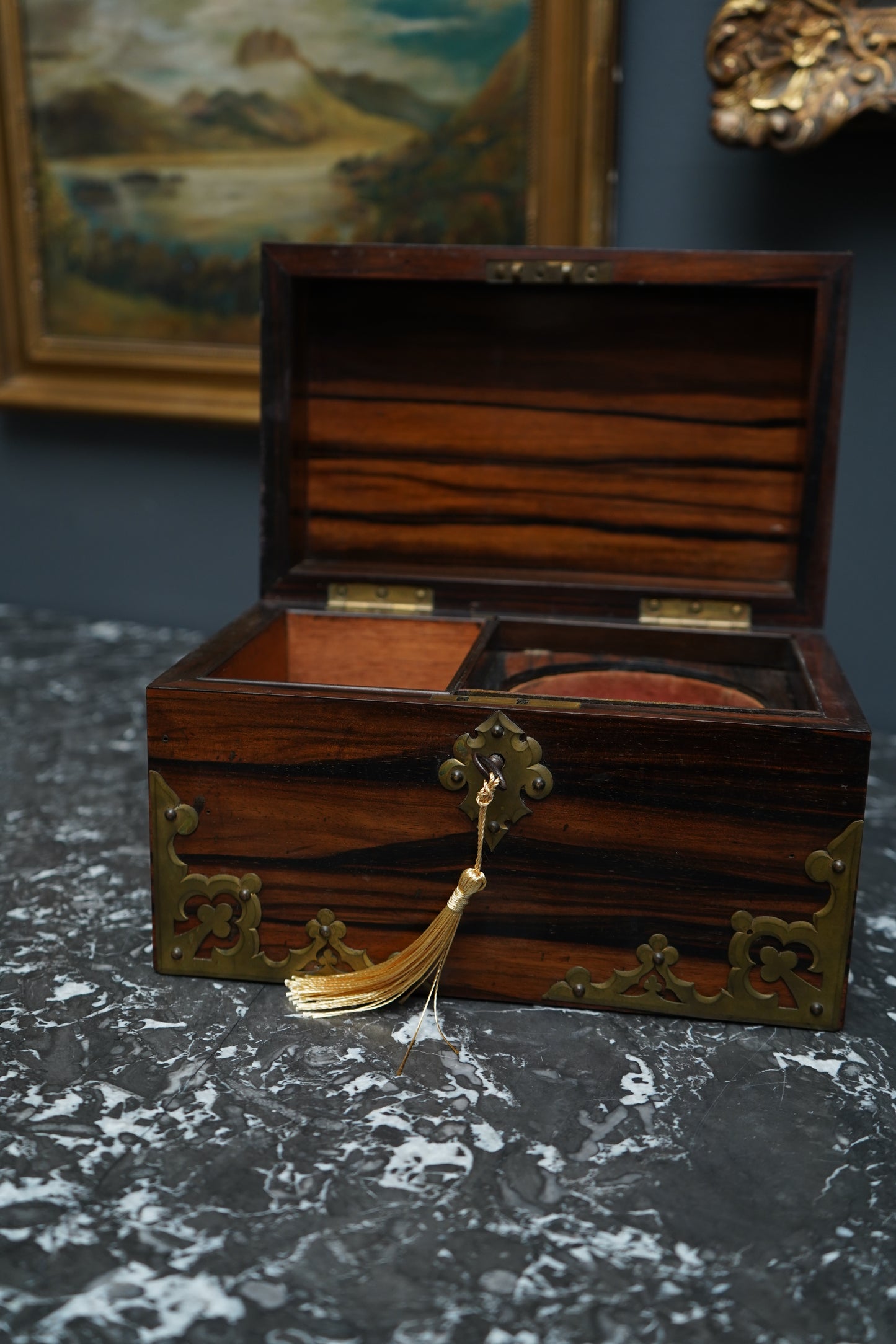 Antique Georgian Rosewood Domed Tea Caddy with Brass Mounts, Circa 1820-1830