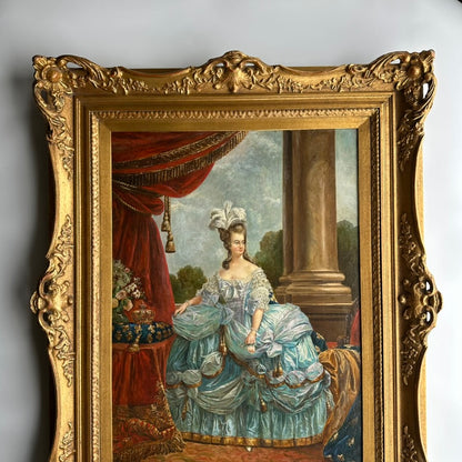 19th Century Portrait of Marie Antoinette, Oil on Board Painting