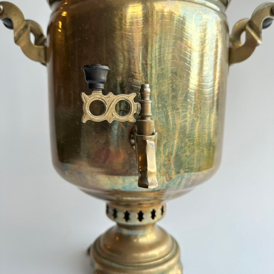 Antique Russian Brass Plated Samovar