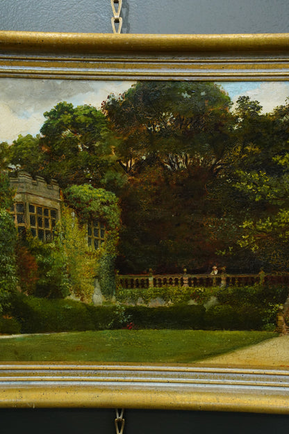*RESERVED* Antique English Oil Painting of Haddon Hall, Derbyshire, Signed