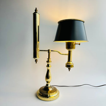 Vintage Brass Student Lamp with Metal Shade, Large