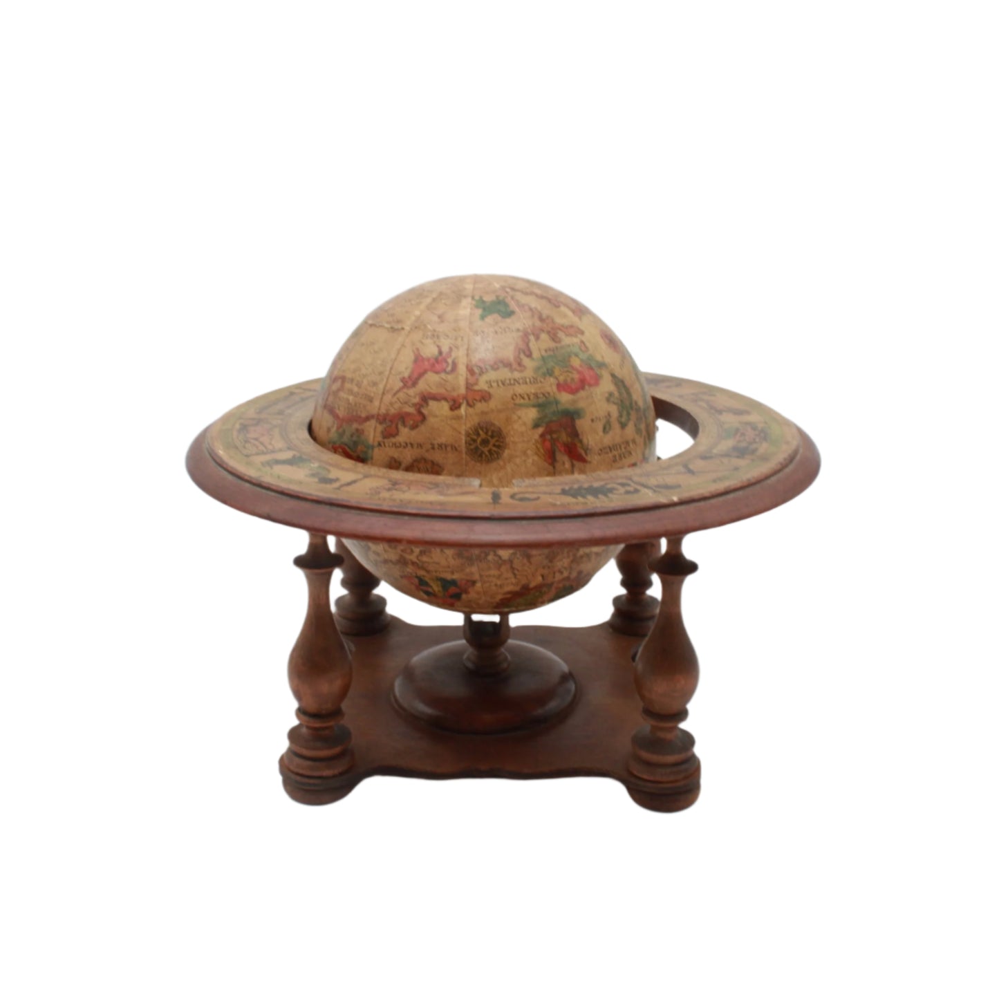 Small Vintage Italian Wooden Globe