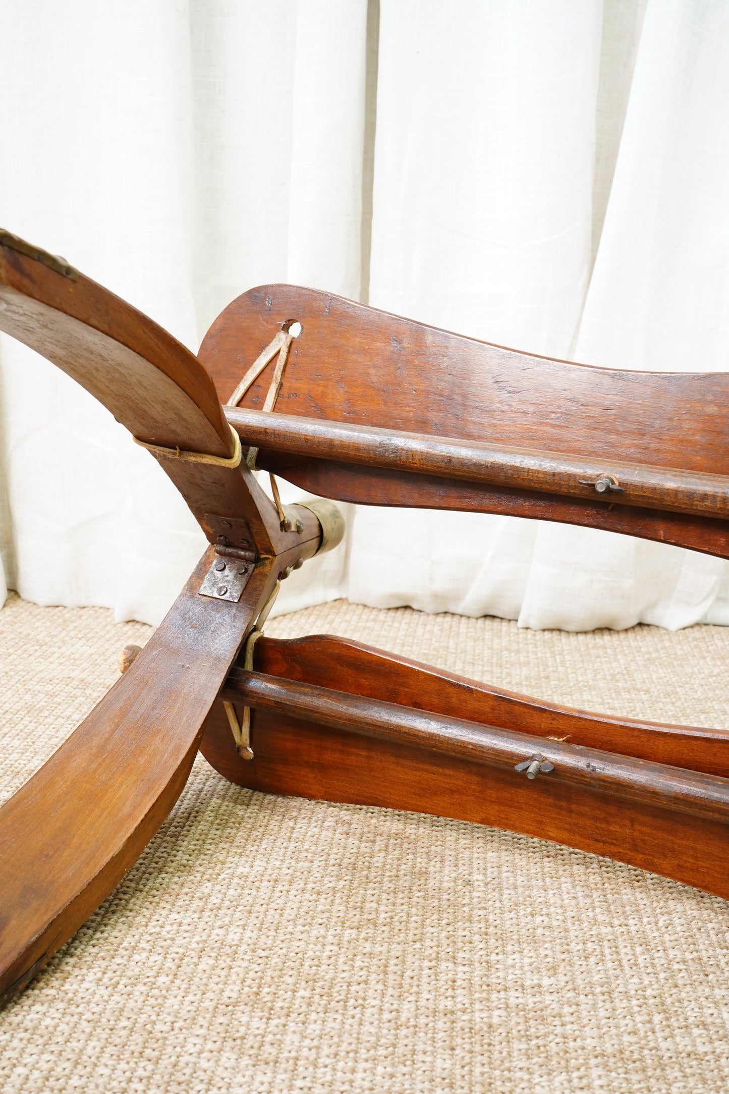 Vintage Middle Eastern Camel Saddle Stool with Embossed Leather Cushion & Brass Accents (c. 1950s)