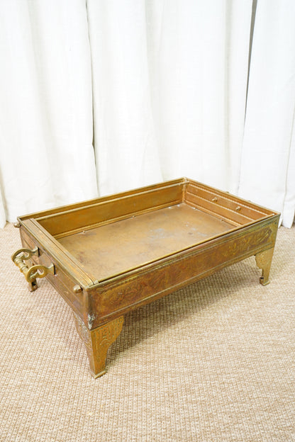 Antique Brass Brazier with Engraved Calligraphy, Ca. 1900