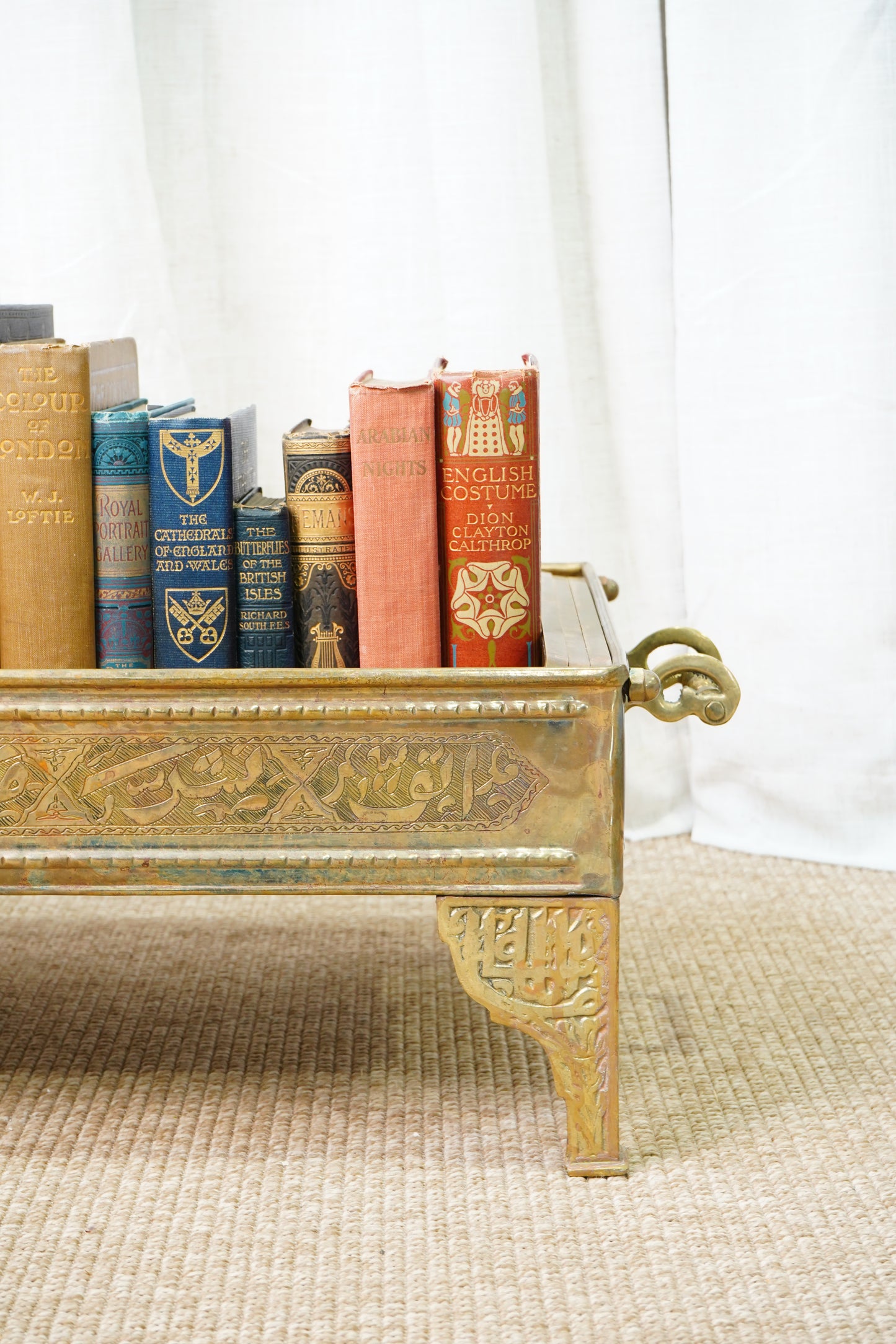 Antique Brass Brazier with Engraved Calligraphy, Ca. 1900