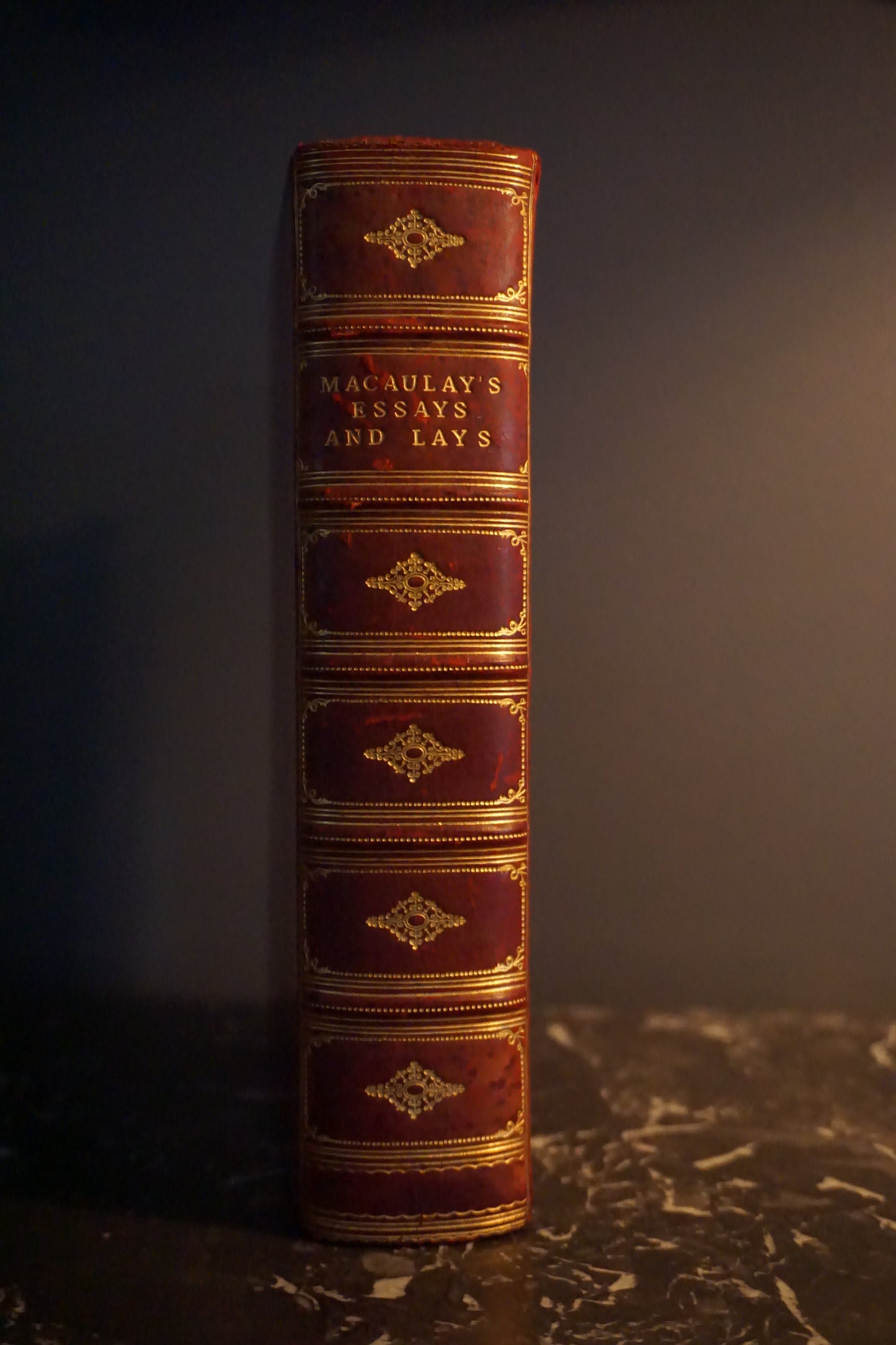 1907 "Lord Macaulay’s Essays and Lays of Ancient Rome" Red Full Leather Book